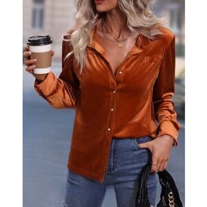 Velvet Button Up Top